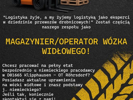 Magazynier /Operator wózka widłowego