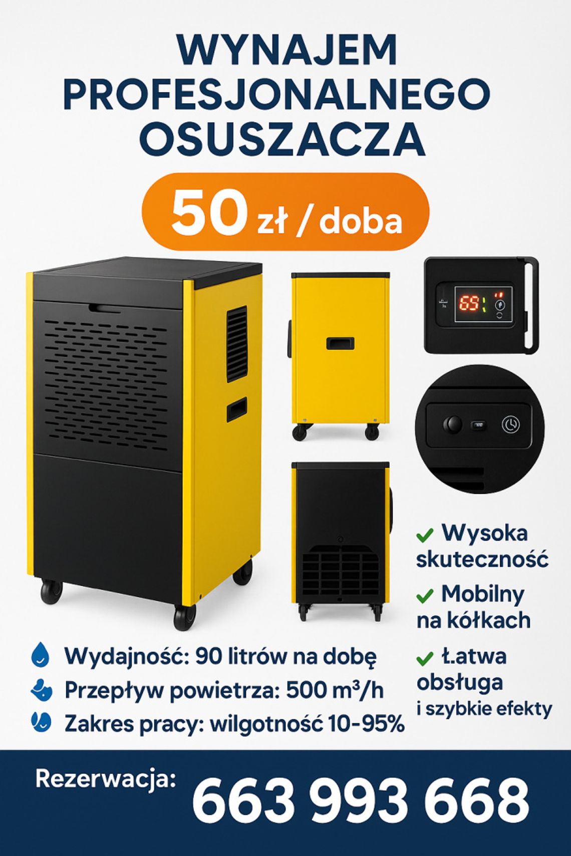 Profesjonalny osuszacz powietrza 90L – wynajem 50 zł/doba – budowa, zalanie mobilny, skuteczny Profesjonalny osuszacz powietrza 90L – wynajem 50 zł/doba – budowa, zalanie mobilny, skuteczny