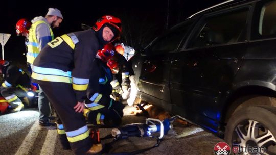 Potrącony pies utknął pod autem