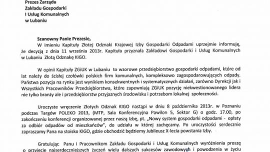 ZGiUK w czołówce polskich firm komunalnych