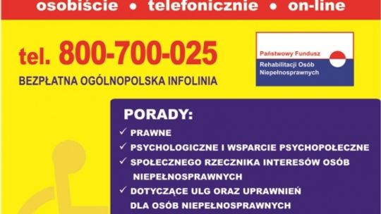 Bezpłatne porady dla osób niepełnosprawnych i ich najbliższych.