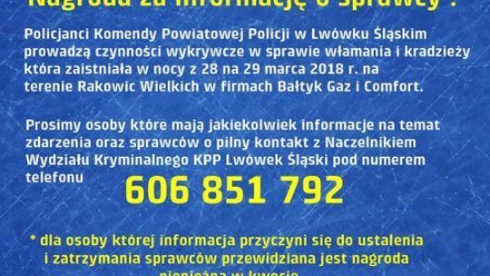 2 000 złotych za informację o sprawcy