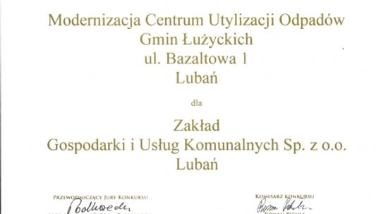 Lubański ZGiUK zwycięzcą konkursu