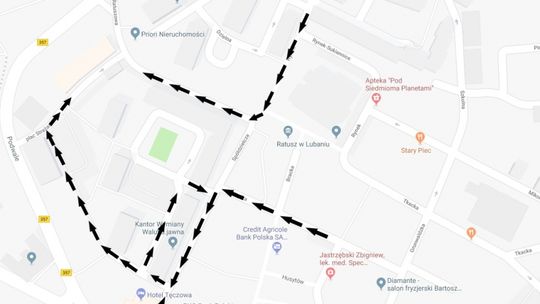 Chaos komunikacyjny w centrum Lubania