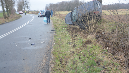 Samochód wylądował na drzewie